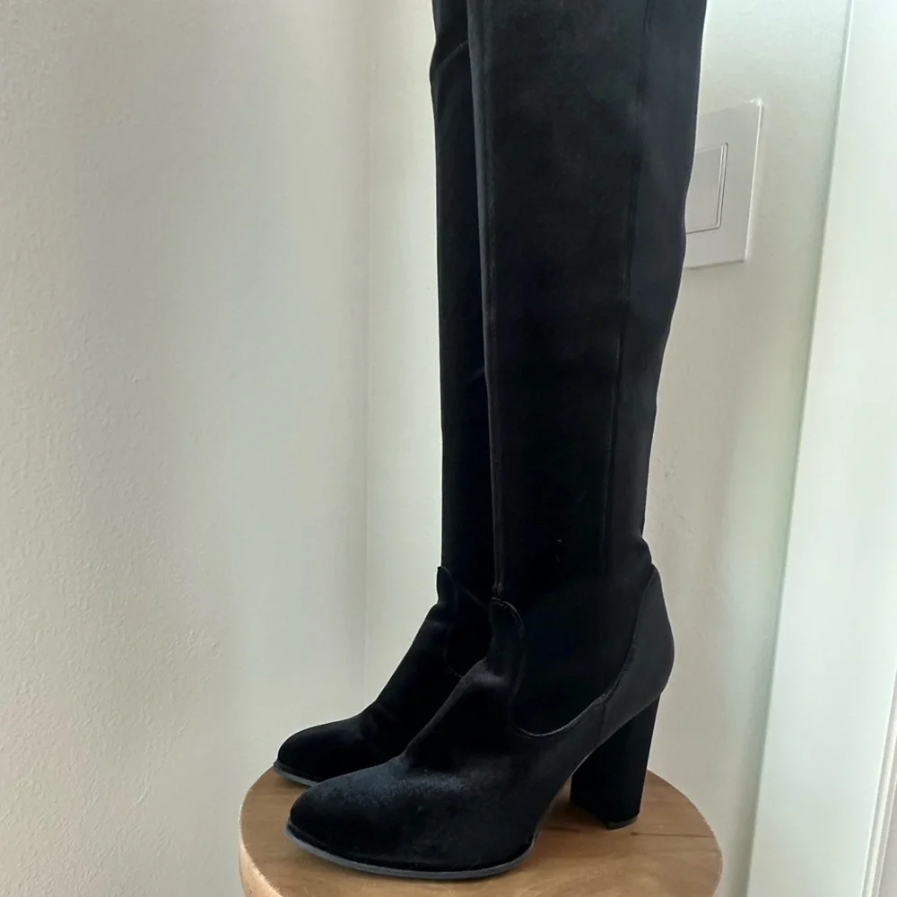 Marc Fisher Black Over-the-Knee Suede Block Heel Boots – Size 8 - Picture 5 of 9